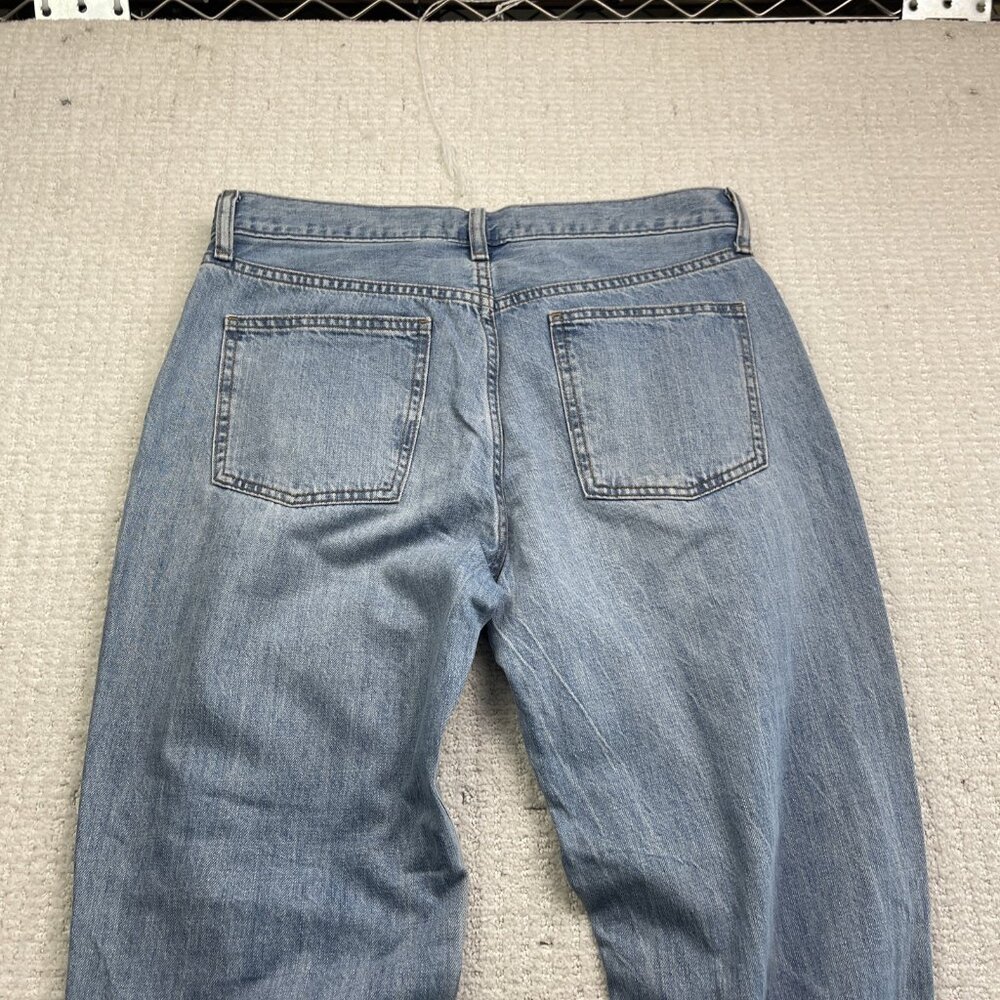 UNIQLO Relaxed Ankle Blue Jeans Size 27 Wide Fit Tapered Distressed Y2K Loose - Picture 10 of 11